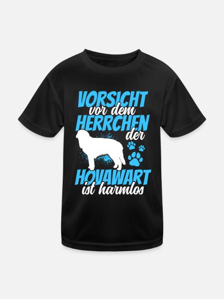 Vorsicht vor dem Hovawart derber Bauernhund - Kinder Funktions-T-Shirt - Schwarz - Vorne