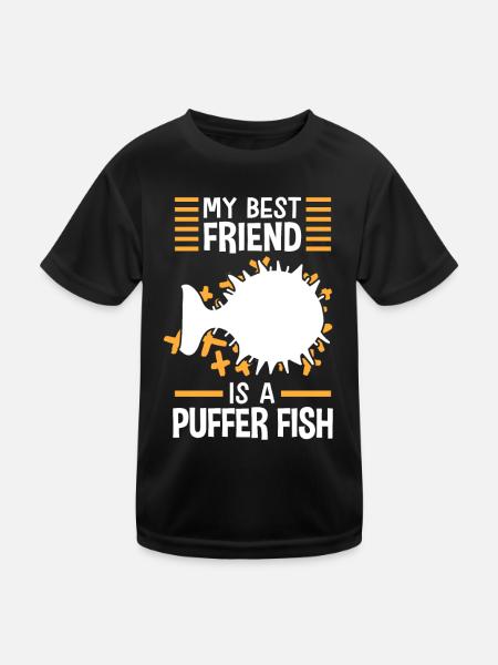 Kugelfisch ist mein Freund Riesenkugelfisch - Kinder Funktions-T-Shirt - Schwarz - Vorne