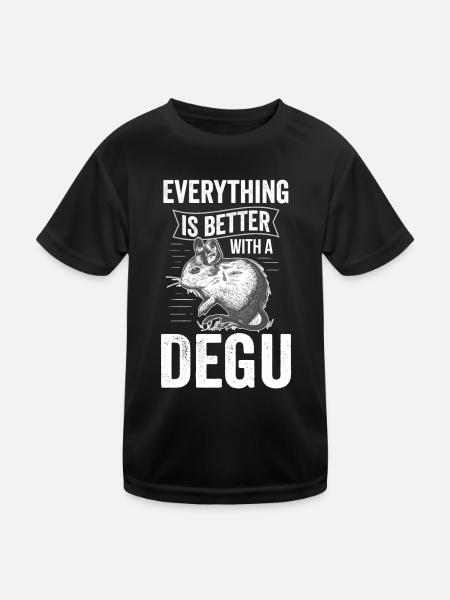 Alles besser mit Degu Nagetier Stauchratte - Kinder Funktions-T-Shirt - Schwarz - Vorne