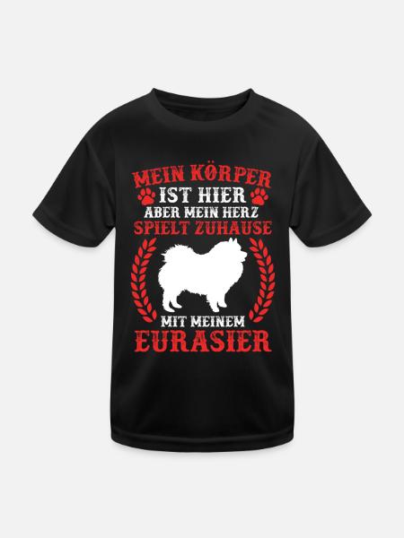 Eurasier spielt Zuhause Spitz Eurasian Dog - Kinder Funktions-T-Shirt - Schwarz - Vorne