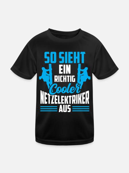 So sieht ein cooler Netzelektriker aus - Kinder Funktions-T-Shirt - Schwarz - Vorne