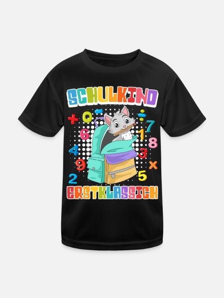 Schulkind Erstklassich Katzenfans Einschulung - Kinder Funktions-T-Shirt - Schwarz - Vorne