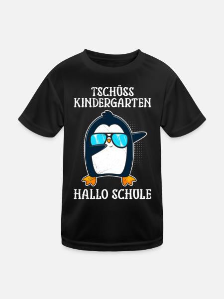 Tschüss Kindergarten Hallo Schule Schulkinder - Kinder Funktions-T-Shirt - Schwarz - Vorne