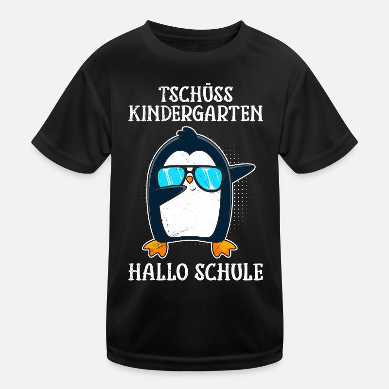 Tschüss Kindergarten Hallo Schule Schulkinder - Kinder Funktions-T-Shirt - Schwarz