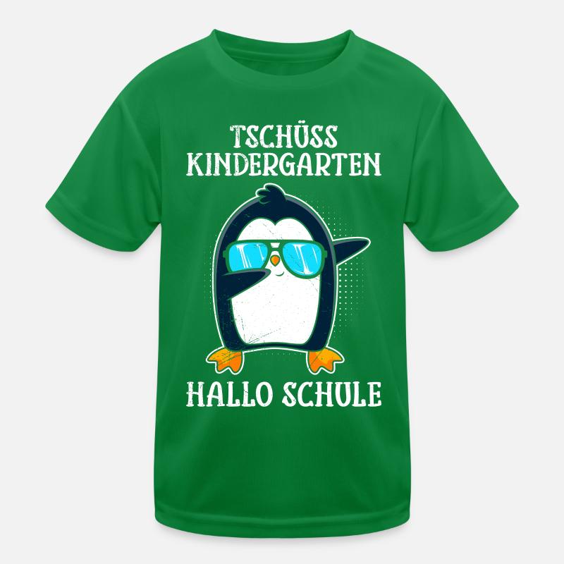 Tschüss Kindergarten Hallo Schule Schulkinder Kinder Funktions-T-Shirt