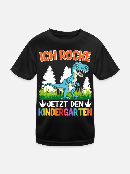 Kindergartenkind Ich rocke jetzt den Kindergarten - Kinder Funktions-T-Shirt - Schwarz - Vorne
