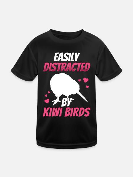 Kiwi Vogel lenkt ab Neuseeländischer Kiwi - Kinder Funktions-T-Shirt - Schwarz - Vorne