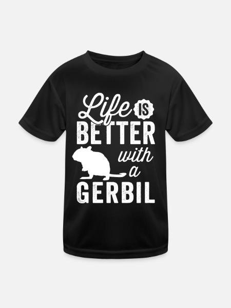 Alles ist besser mit Rennmaus Nagetier Gerbil - Kinder Funktions-T-Shirt - Schwarz - Vorne