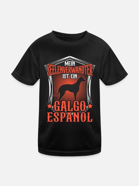Galgo Espanol ist Seelenverwandter Windhund - Kinder Funktions-T-Shirt - Schwarz - Vorne