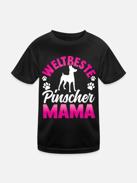 Beste Zwergpinscher Mama Rehpinscher - Kinder Funktions-T-Shirt - Schwarz - Vorne