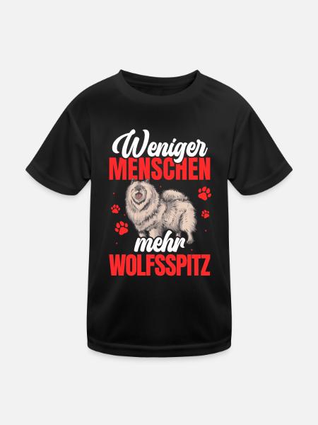 Mehr Wolfsspitz Deutscher Keeshond - Kinder Funktions-T-Shirt - Schwarz - Vorne