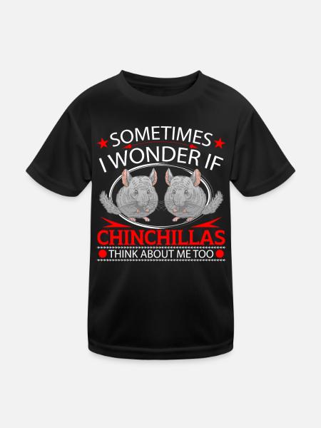 Chinchilla denkt an mich Nagetier Wollmaus - Kinder Funktions-T-Shirt - Schwarz - Vorne