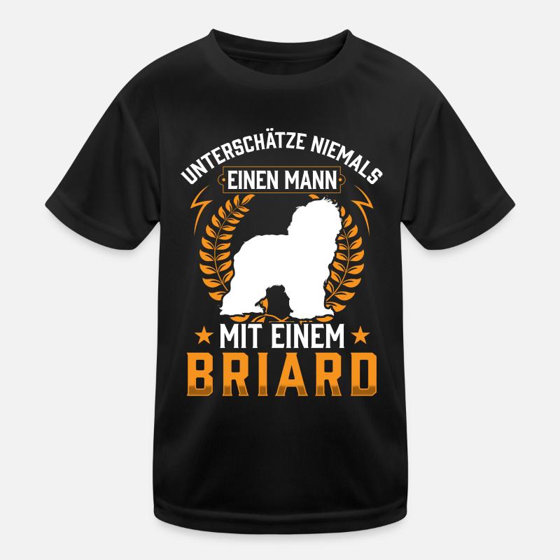 Mann mit Briard Berger de Brie Kinder Funktions-T-Shirt