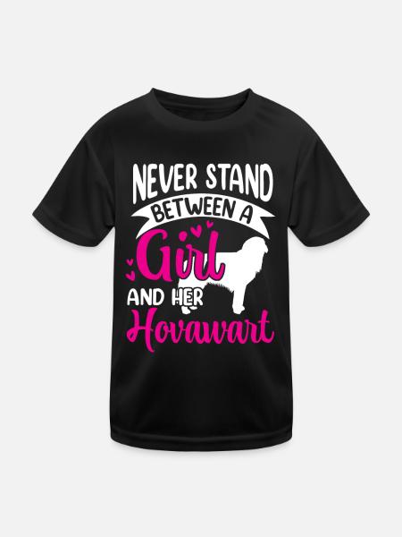 Mädchen und ihr Hovawart Derber Bauernhund - Kinder Funktions-T-Shirt - Schwarz - Vorne