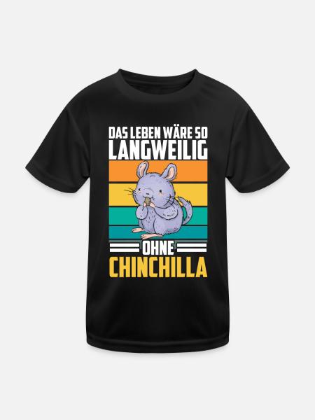 Langweilig ohne Chinchilla Nagetier Wollmaus - Kinder Funktions-T-Shirt - Schwarz - Vorne