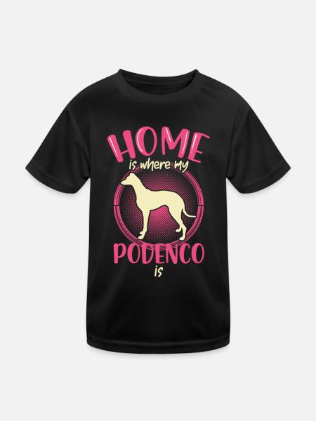 Home is where my Podenco is Ibizan Hound - Kids Functional T-Shirt - black - Front