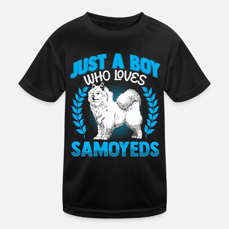 Junge der Samojede liebt Samojedenspitz Kinder Funktions-T-Shirt