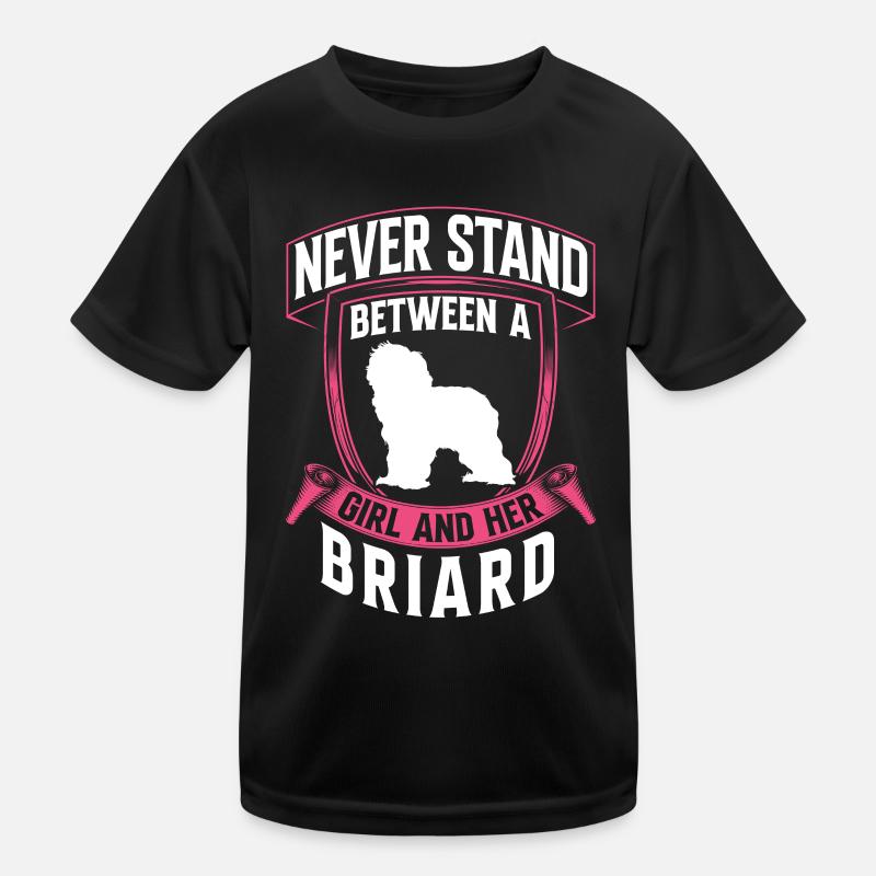 Mädchen und ihr Briard Berger de Brie Kinder Funktions-T-Shirt