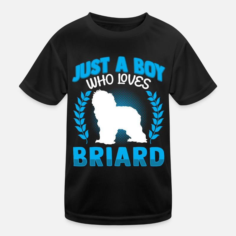 Junge der Briard liebt Berger de Brie Kinder Funktions-T-Shirt