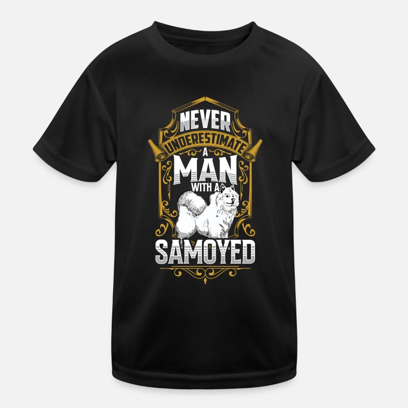 Mann mit Samojede Samojedenspitz Kinder Funktions-T-Shirt