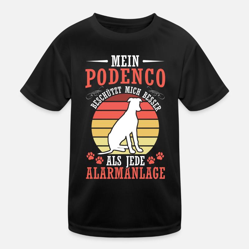 Podenco beschützt mich spanischer Jagdhund Kinder Funktions-T-Shirt