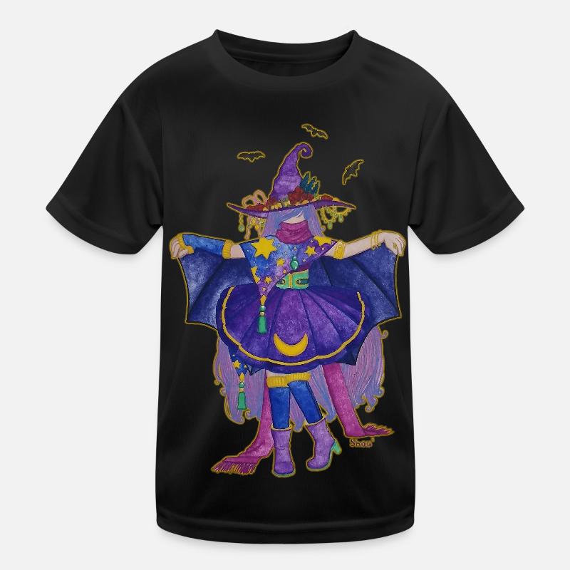 Fledermaus-Hexe - Kinder Funktions-T-Shirt - Schwarz