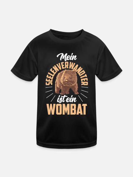 Wombat ist Seelenverwandter Australien Beuteltier - Kinder Funktions-T-Shirt - Schwarz - Vorne