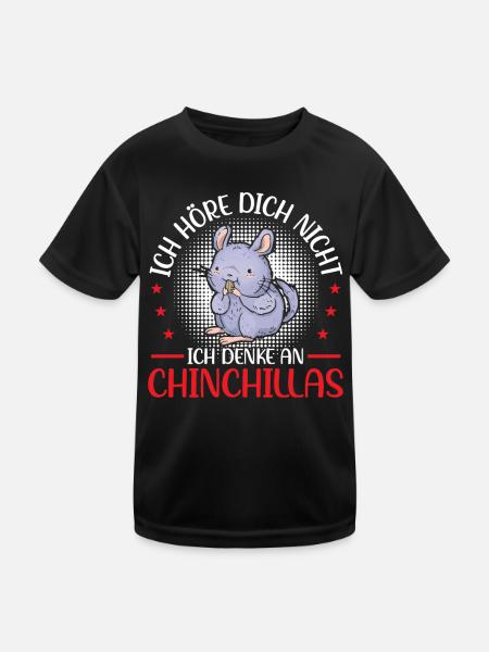Denke an Chinchilla Nagetier Wollmaus - Kinder Funktions-T-Shirt - Schwarz - Vorne