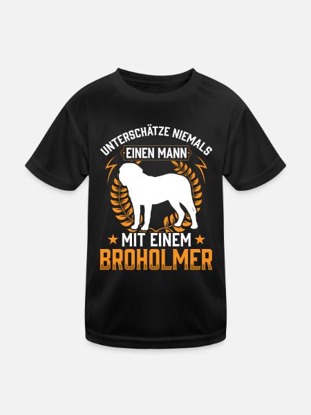 Mann mit Broholmer unterschätzen Broholmer - Kinder Funktions-T-Shirt - Schwarz - Vorne