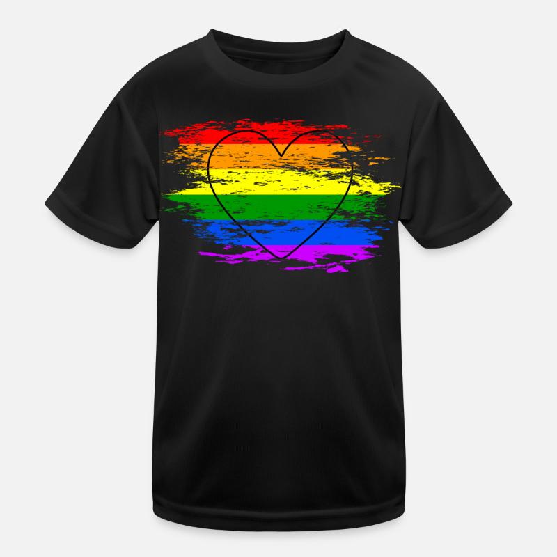 Coeur de drapeau arc-en-ciel utilisé T-shirt sport Enfant