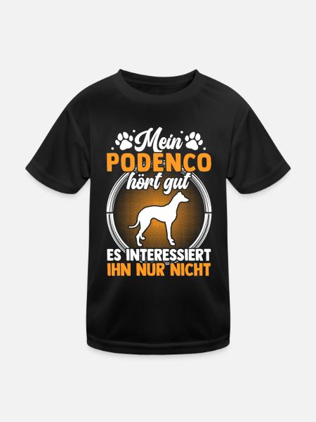 Mein Podenco hört gut Ibizan Hound - Kinder Funktions-T-Shirt - Schwarz - Vorne