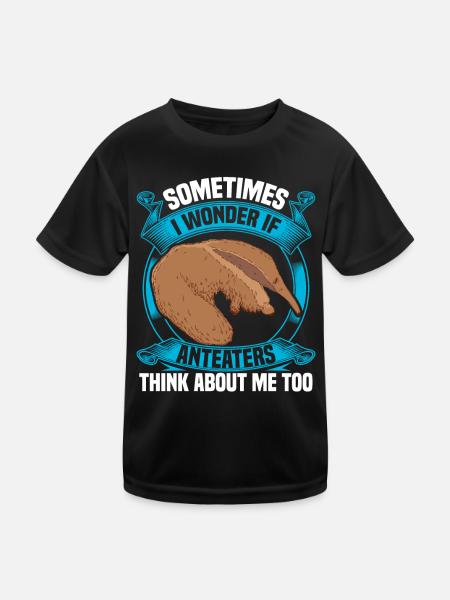 Ameisenbär denkt an mich Ameisenfresser - Kinder Funktions-T-Shirt - Schwarz - Vorne