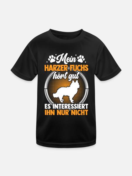 Harzer Fuchs hört gut Altdeutscher Hütehund - Kinder Funktions-T-Shirt - Schwarz - Vorne