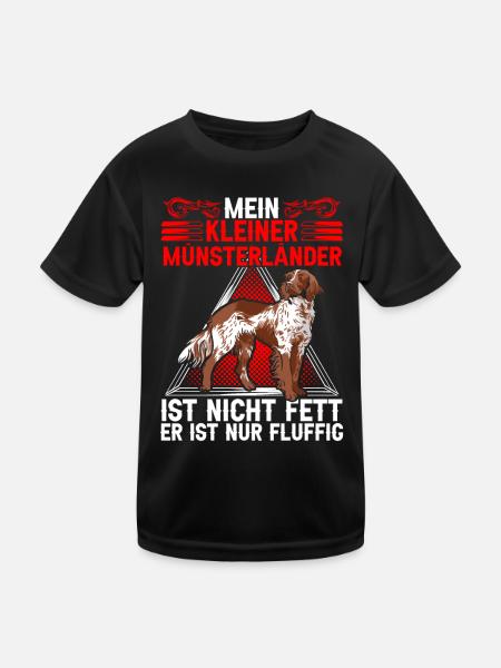 Mein Kleiner Münsterländer ist fluffig - Kinder Funktions-T-Shirt - Schwarz - Vorne