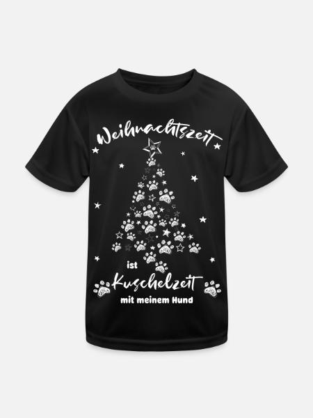 Weihnachtszeit ist Kuschelzeit mit meinem Hund - Kinder Funktions-T-Shirt - Schwarz - Vorne