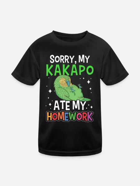 Kakapo hat gefressen Neuseeland Papagei - Kinder Funktions-T-Shirt - Schwarz - Vorne