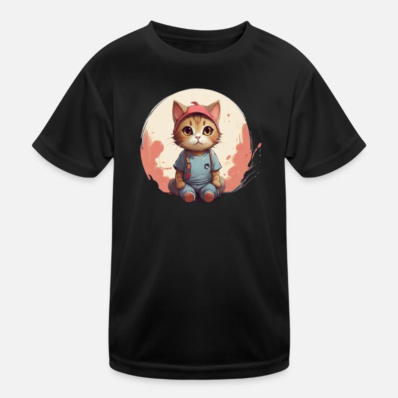 Süßes Katzendesign Kinder Funktions-T-Shirt