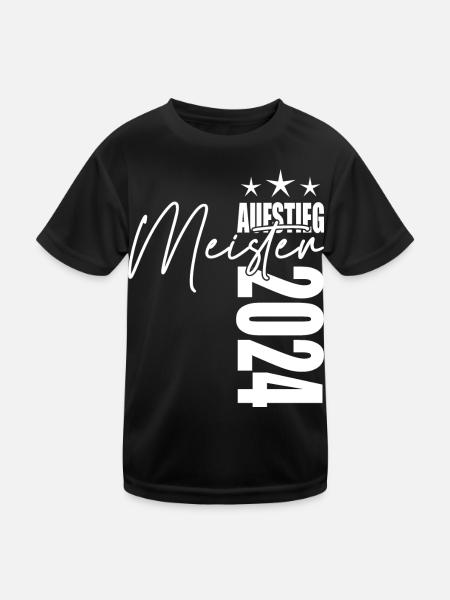 Meister 2024 Aufstiegstrikot Aufstieg 24 - Kinder Funktions-T-Shirt - Schwarz - Vorne
