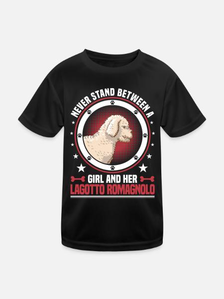 Girl and her Lagotto Romagnolo water dog - Kids Functional T-Shirt - black - Front