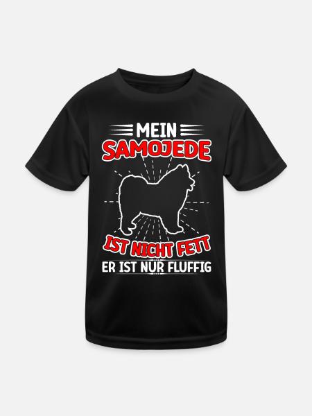 Samojede ist nur fluffig Schlittenhund - Kinder Funktions-T-Shirt - Schwarz - Vorne