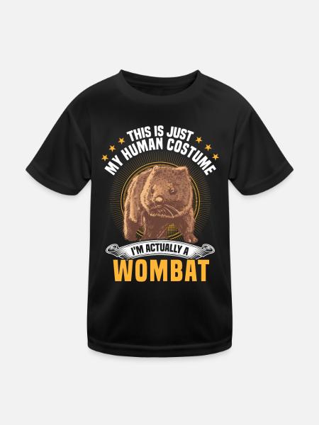 Nur ein Wombat Kostüm Australien Beuteltier - Kinder Funktions-T-Shirt - Schwarz - Vorne