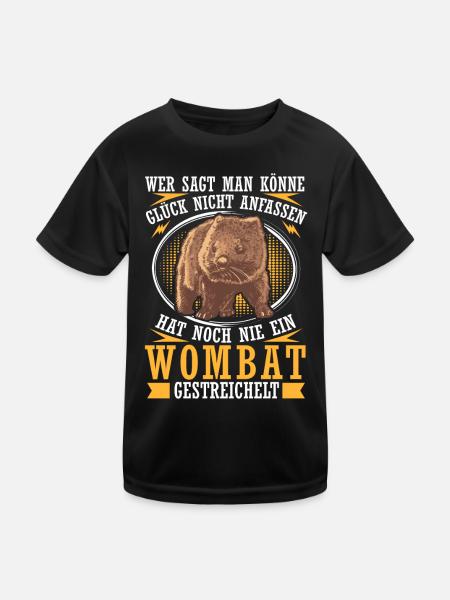 Wombat petting Australia marsupial - Kids Functional T-Shirt - black - Front
