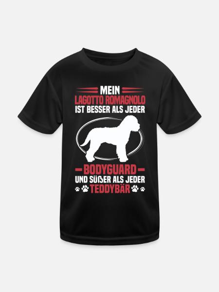 Lagotto Romagnolo protects me water dog - Kids Functional T-Shirt - black - Front