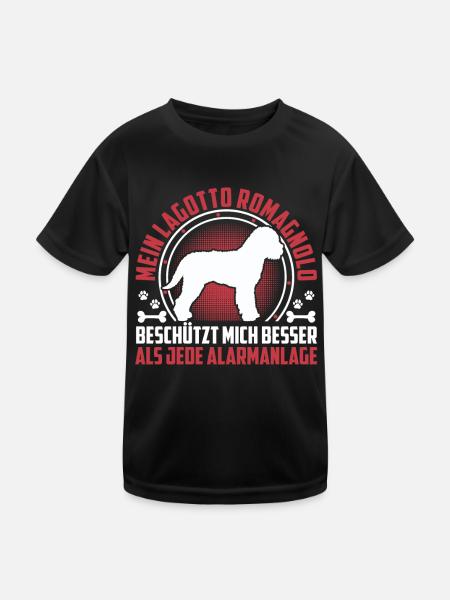Lagotto Romagnolo protects me water dog - Kids Functional T-Shirt - black - Front