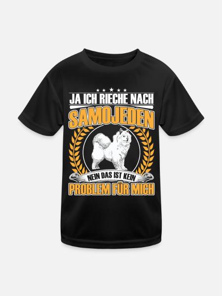 Ich rieche nach Samojede Schlittenhund - Kinder Funktions-T-Shirt - Schwarz - Vorne