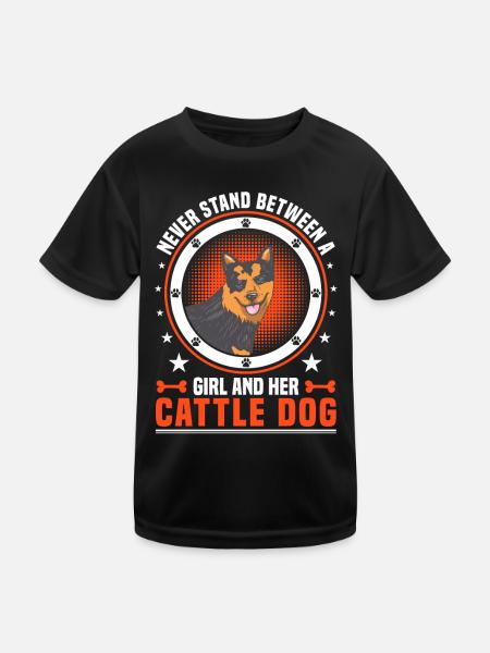 Mädchen und ihr Australian Cattle Dog - Kinder Funktions-T-Shirt - Schwarz - Vorne