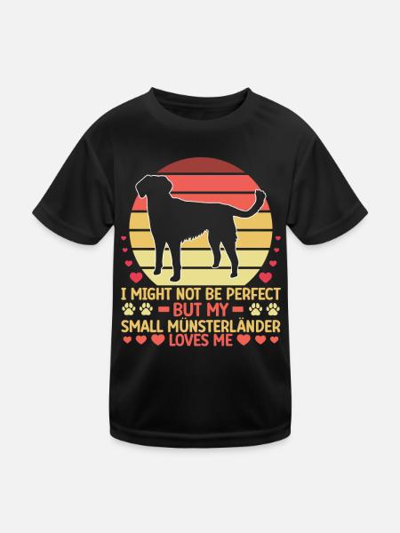 Le petit Münsterlander m’aime quand même - T-shirt sport Enfant - noir - Devant