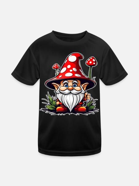 Mignon champignon lutin - T-shirt sport Enfant - noir - Devant