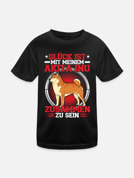 Bei meinem Akita Inu sein Japanischer Akita Inu - Kinder Funktions-T-Shirt - Schwarz - Vorne