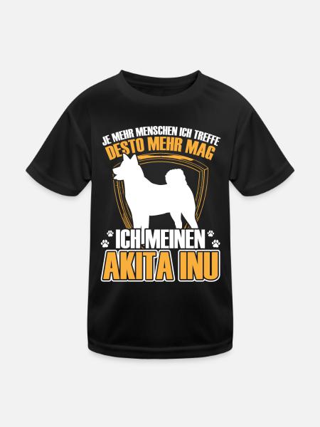 Akita Inu more like Japanese Akita Inu - Kids Functional T-Shirt - black - Front